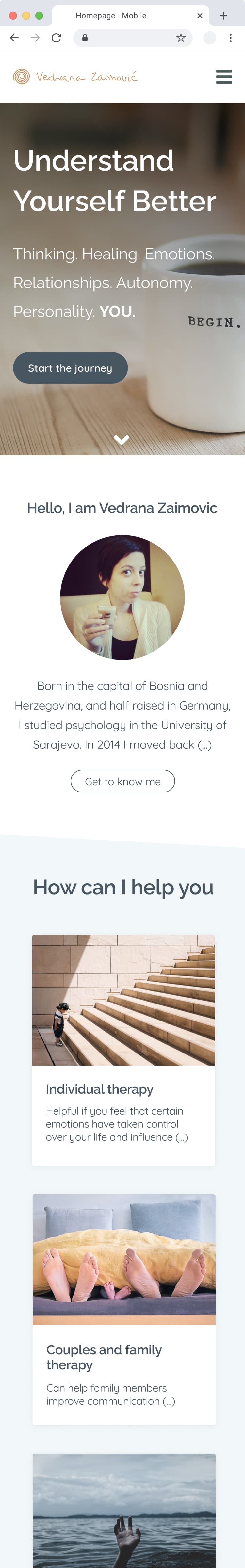 Vedrana Homepage Design — Mobile