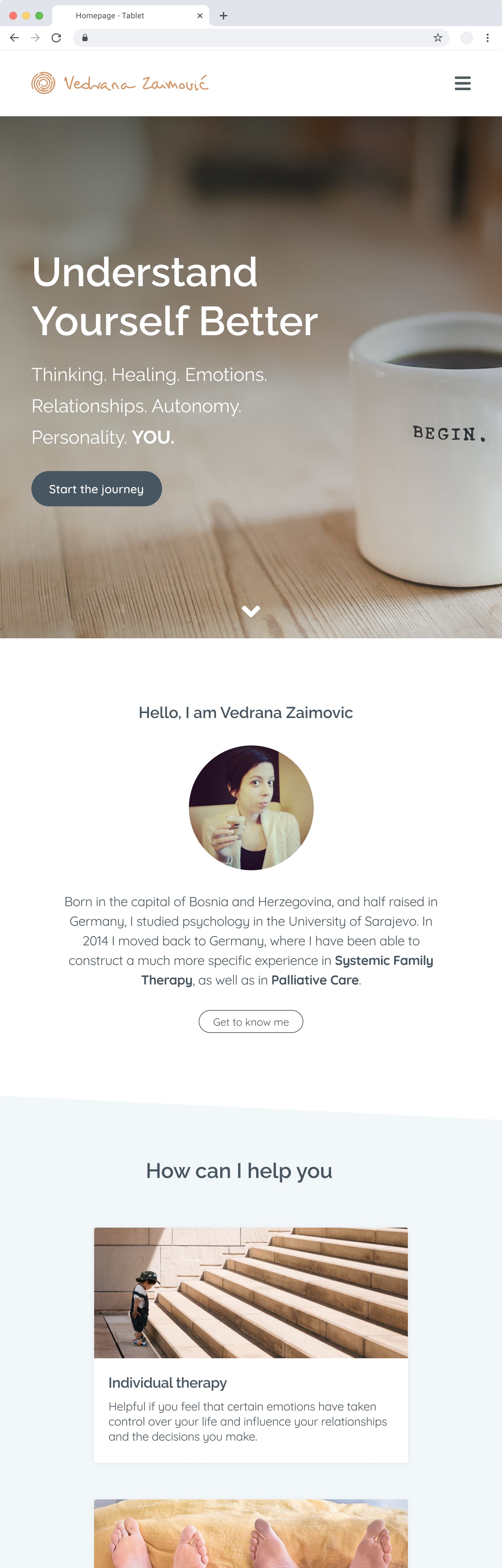 Vedrana Homepage Design — Tablet