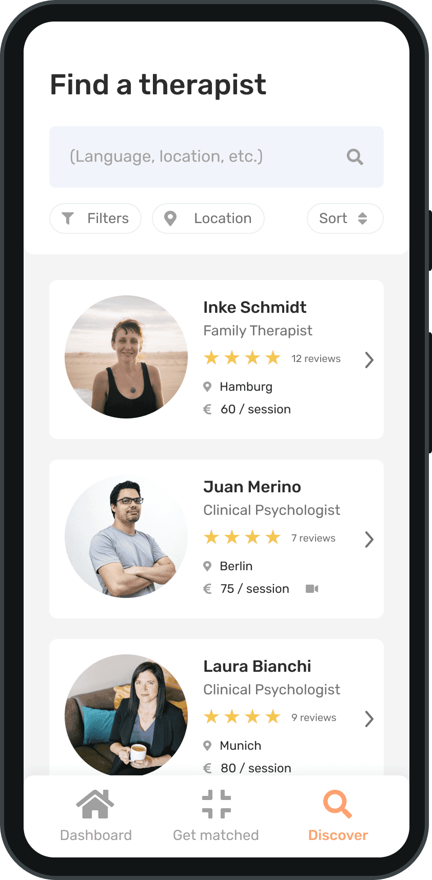 Camino UI Design Screens