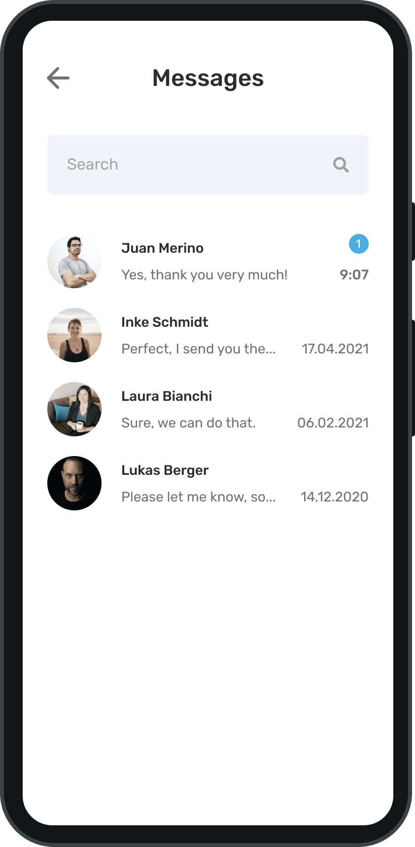 Camino UI Design Screens