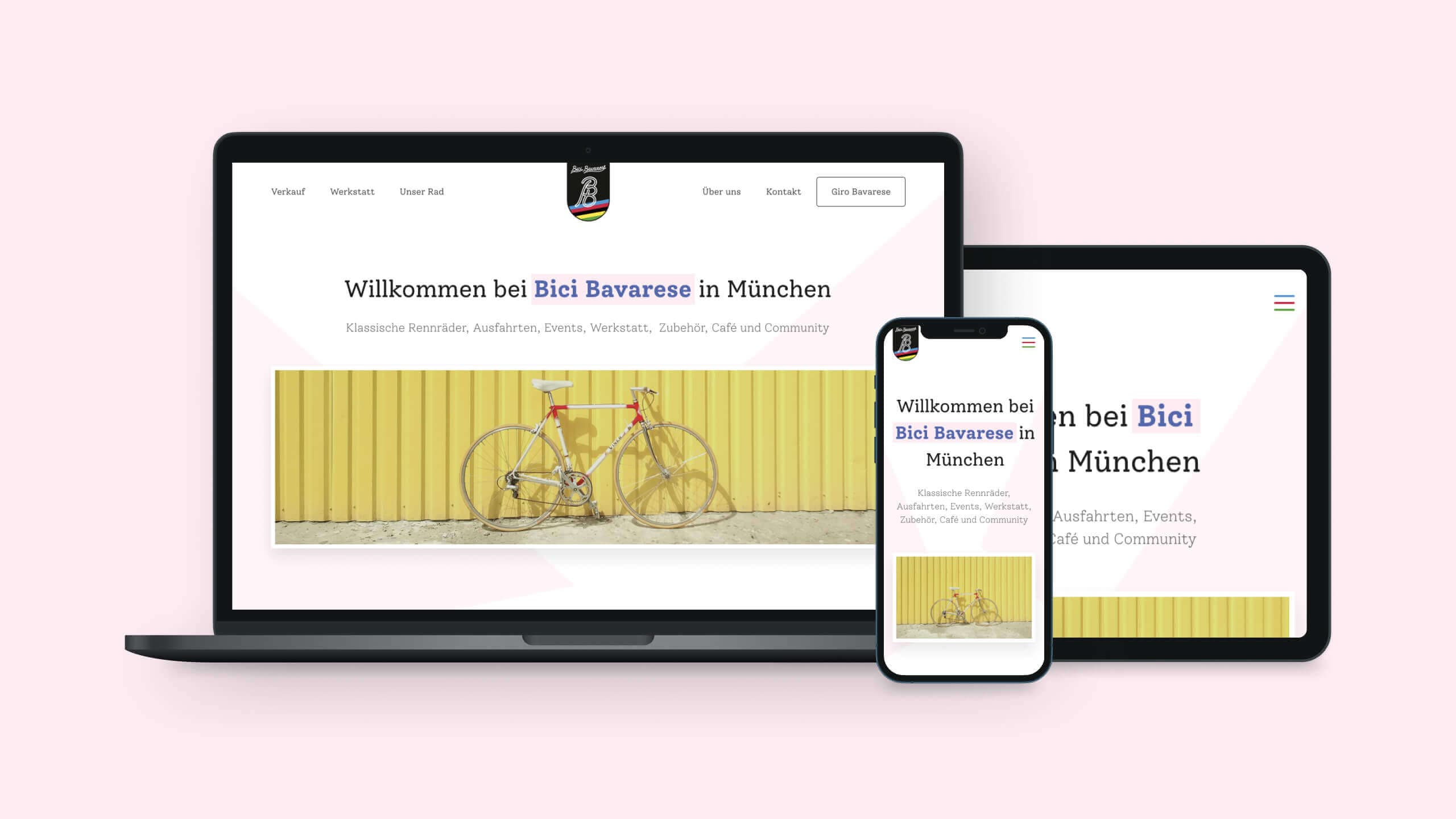 Bici Bavarese Website Mockups